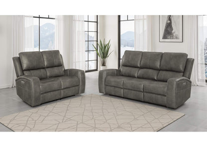 603431PPP-S2 Brickston 2-piece Triple Power Reclining Sofa Set Charcoal