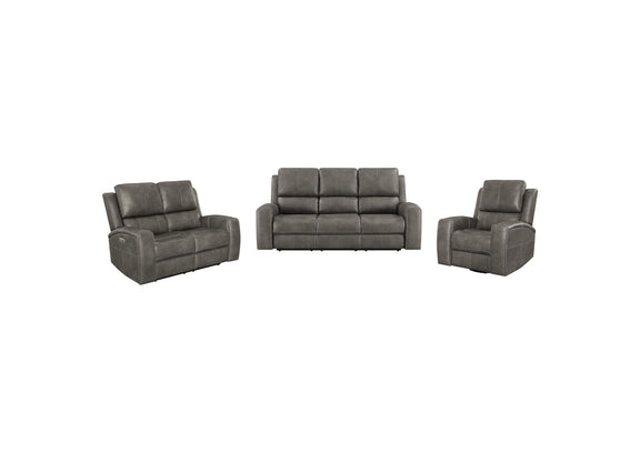 603431PPP-S3 Brickston 3-piece Triple Power Reclining Sofa Set Charcoal