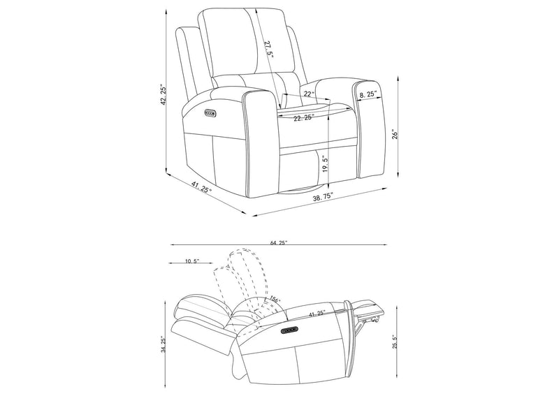 603431PPP-S3 Brickston 3-piece Triple Power Reclining Sofa Set Charcoal