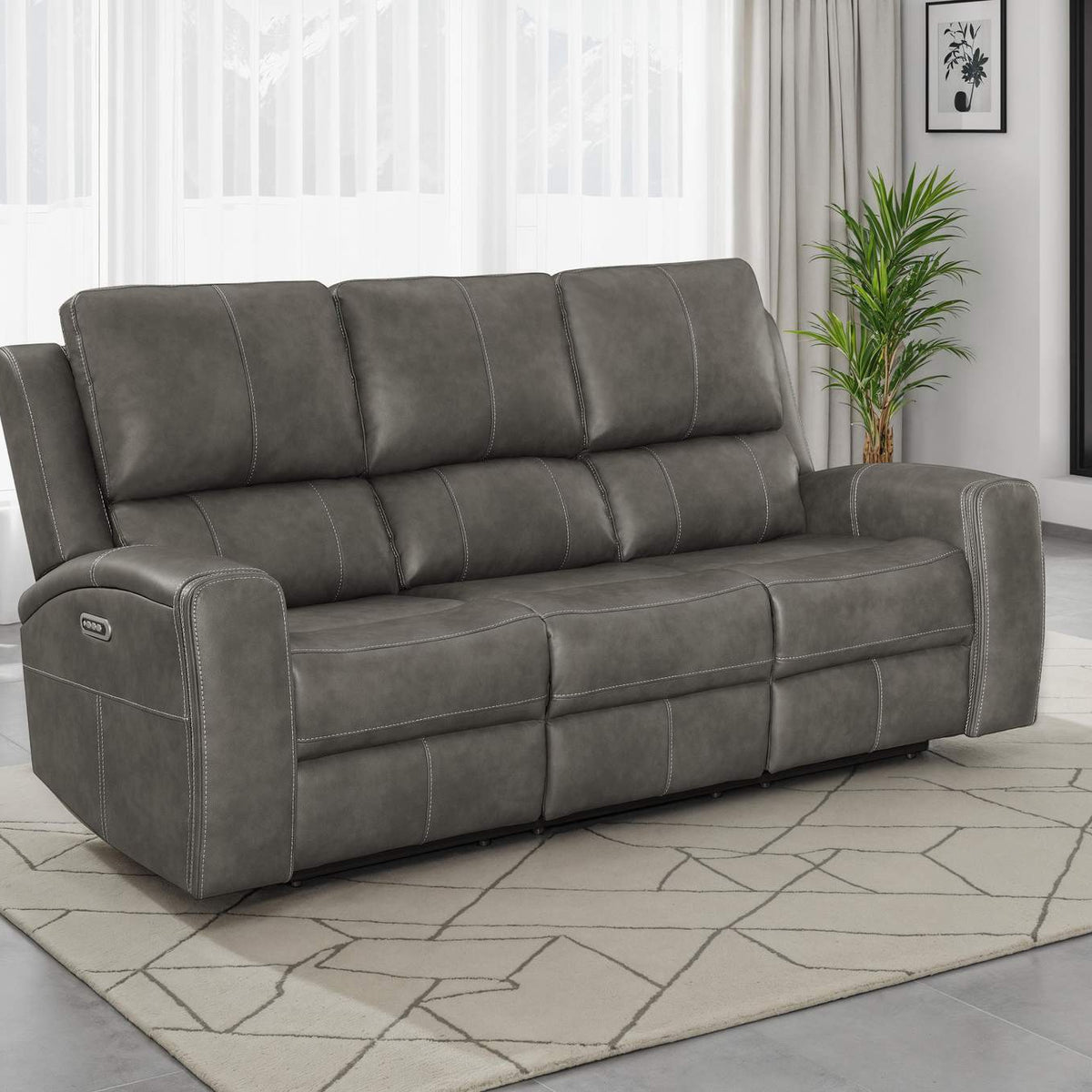 603431PPP Brickston Triple Power Reclining Sofa Charcoal