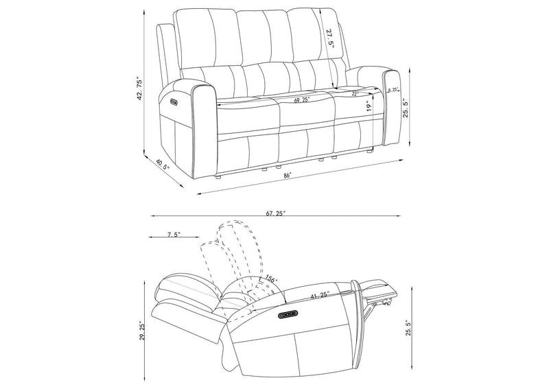603431PPP Brickston Triple Power Reclining Sofa Charcoal
