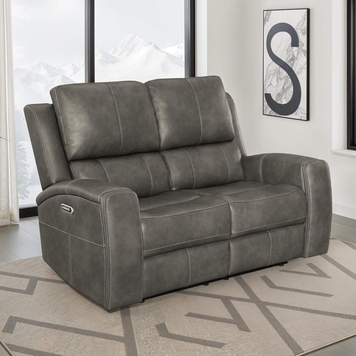 603432PPP Brickston Triple Power Reclining Loveseat Charcoal