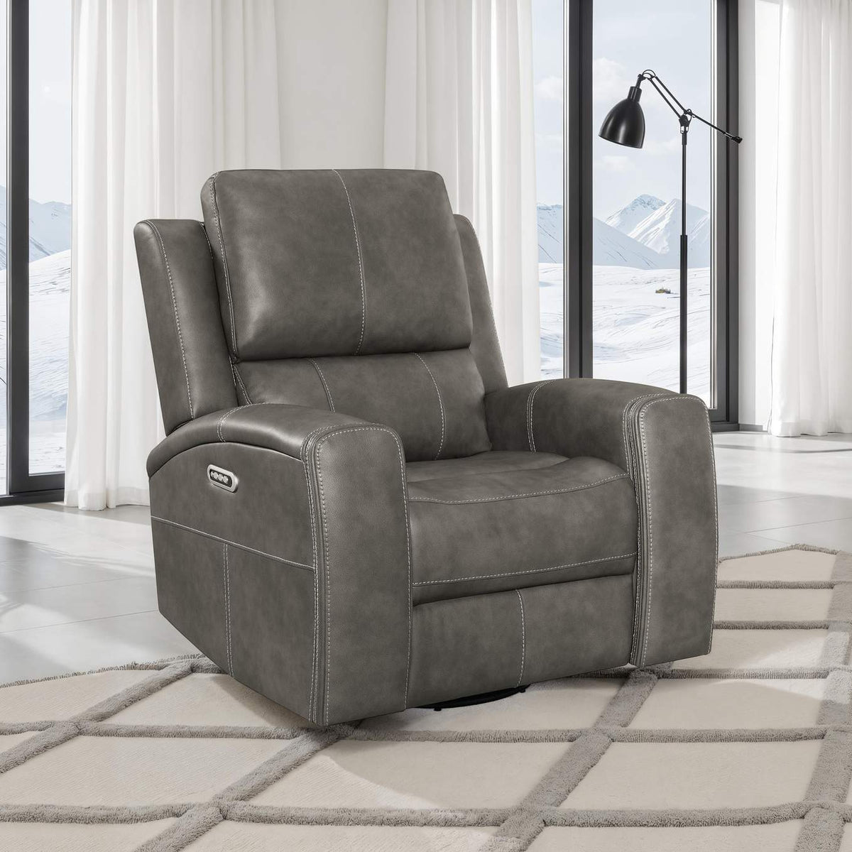 603433PPP Brickston Triple Power Swivel Glider Recliner Charcoal