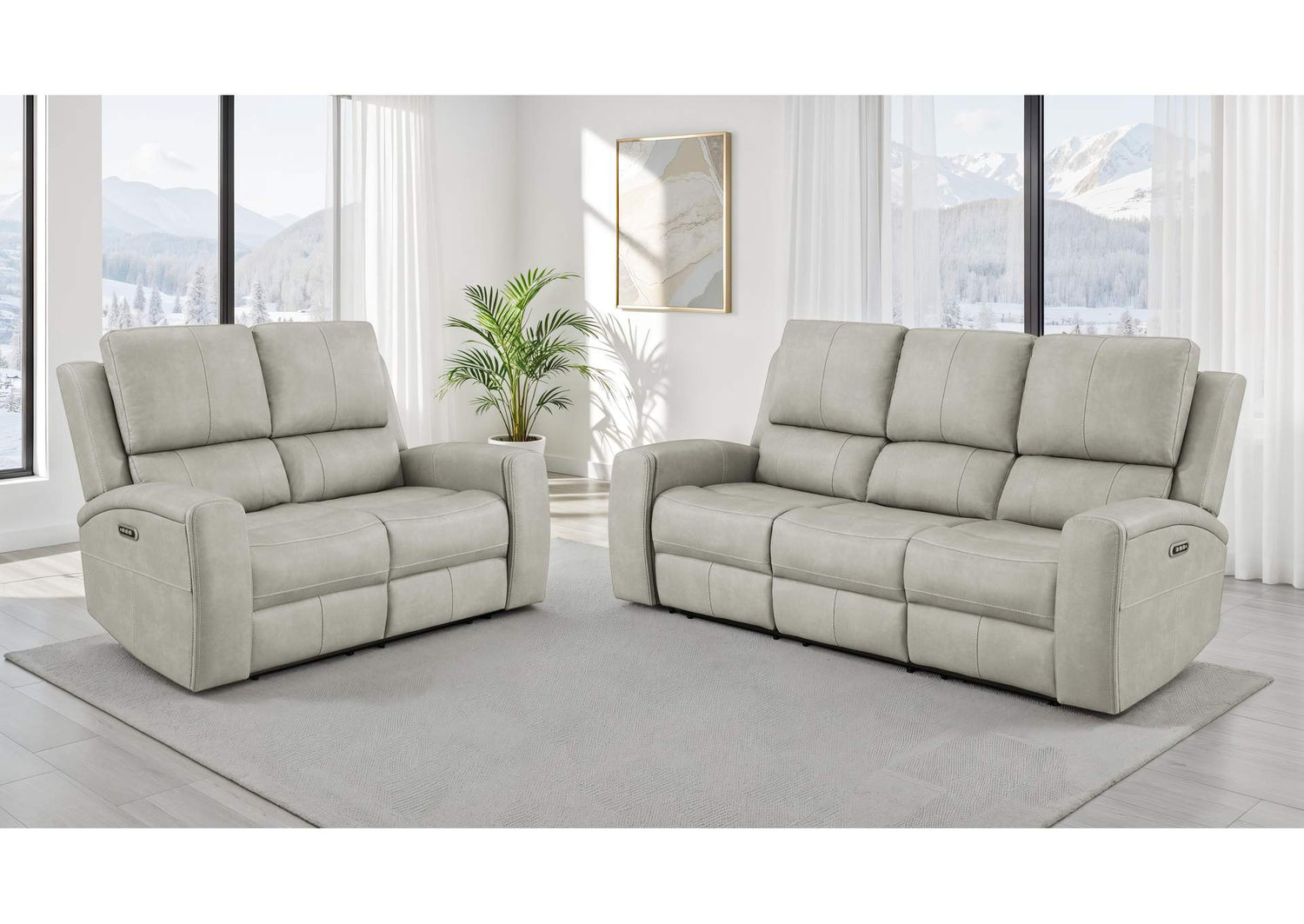 603434PPP-S2 Brickston 2-piece Triple Power Reclining Sofa Set Grey