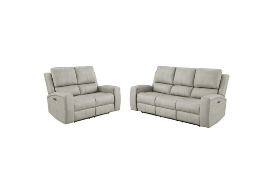 603434PPP-S2 Brickston 2-piece Triple Power Reclining Sofa Set Grey