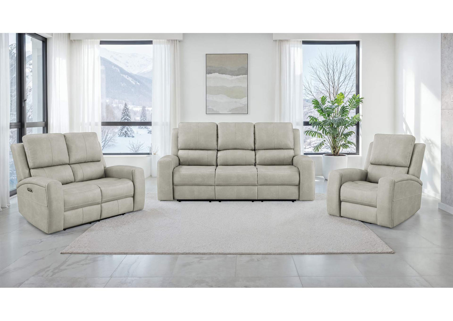 603434PPP-S3 Brickston 3-piece Triple Power Reclining Sofa Set Grey