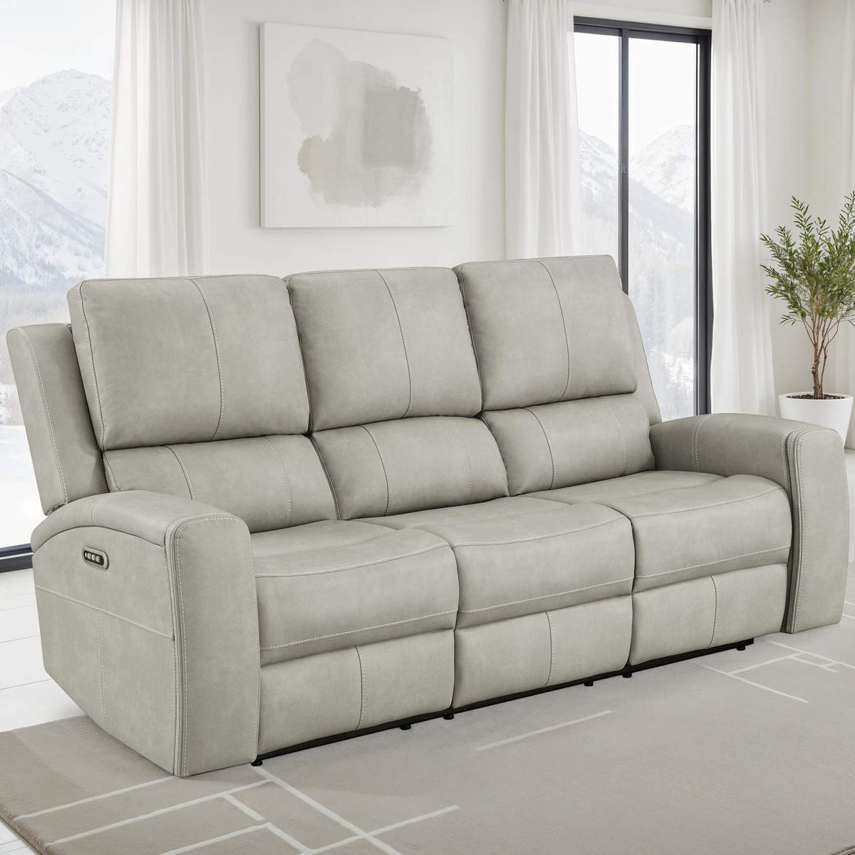 603434PPP Brickston Triple Power Reclining Sofa Grey