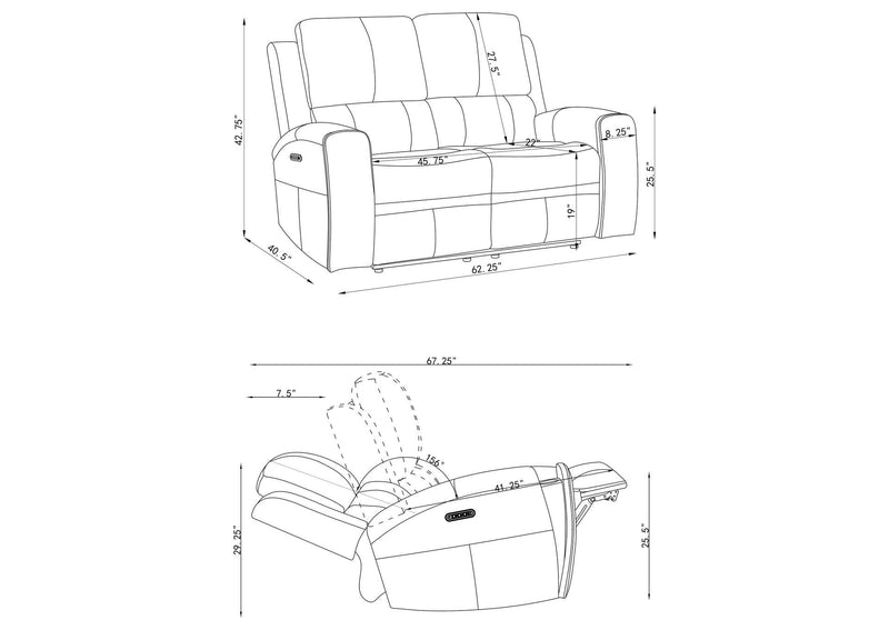 603435PPP Brickston Triple Power Reclining Loveseat Grey