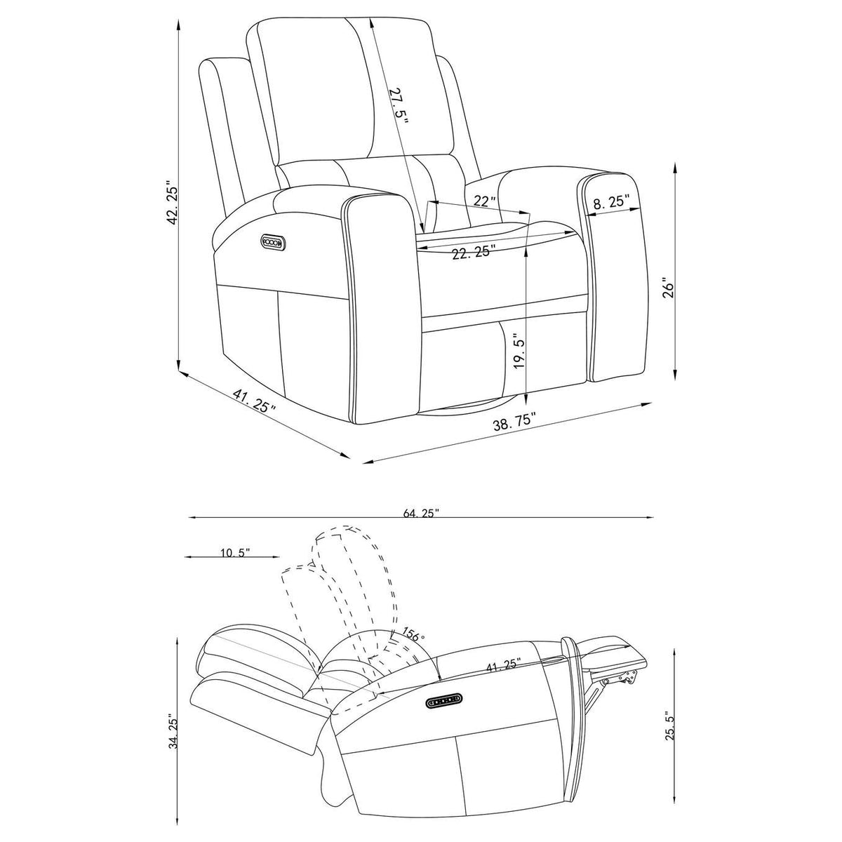 603436PPP Brickston Triple Power Swivel Glider Recliner Grey