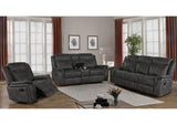 Lawrence 3-piece Upholstered Reclining Sofa Set Charcoal