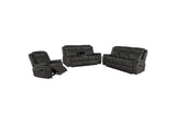 603504-S3 Lawrence 3-piece Upholstered Reclining Sofa Set Charcoal