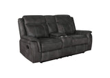603504-S3 Lawrence 3-piece Upholstered Reclining Sofa Set Charcoal