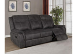 603504 Lawrence Upholstered Padded Arm Reclining Sofa Charcoal