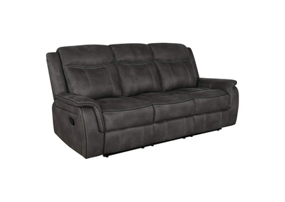 603504 Lawrence Upholstered Padded Arm Reclining Sofa Charcoal