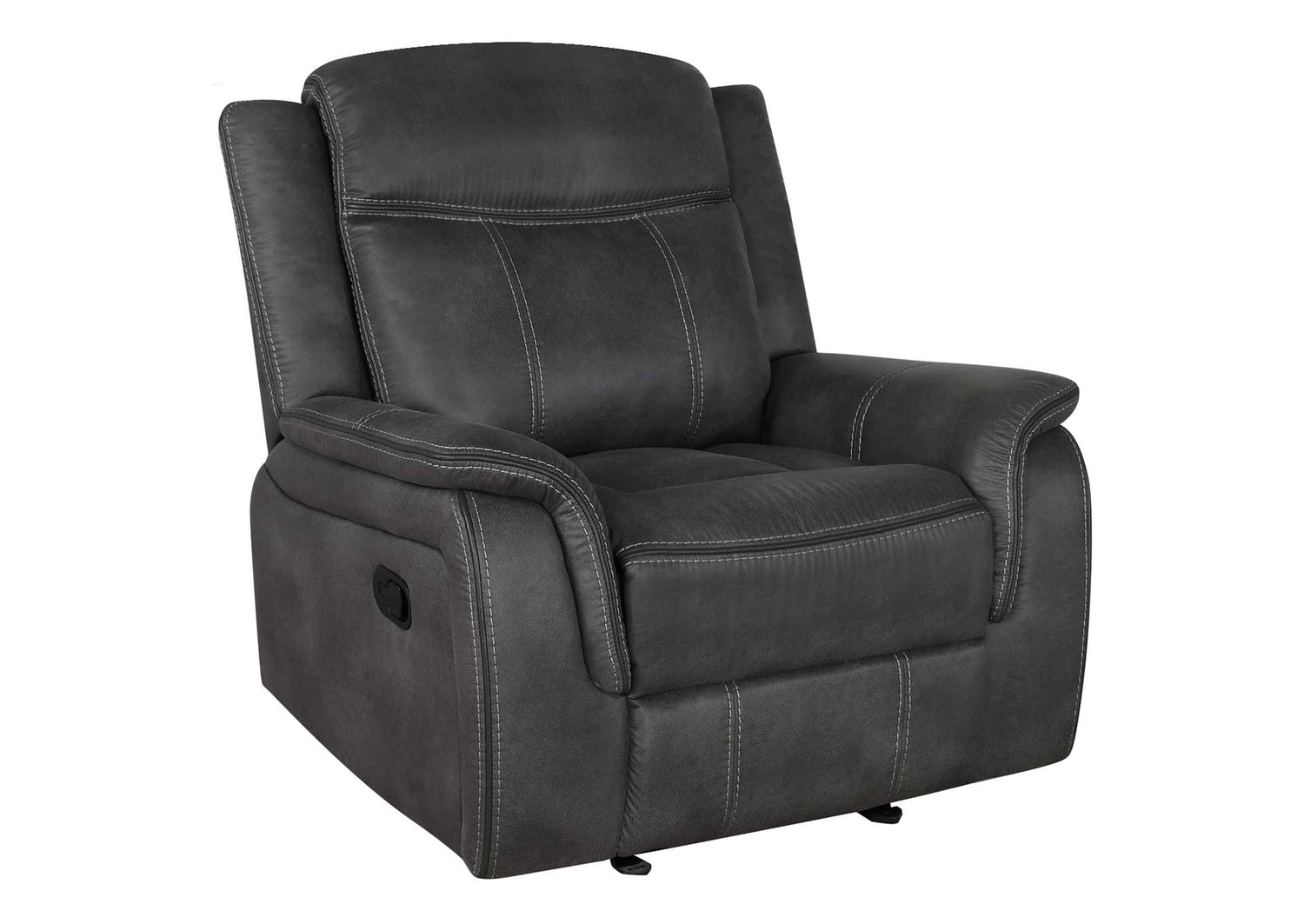 603506 Lawrence Upholstered Padded Arm Glider Recliner Charcoal