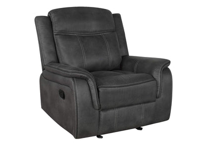 603506 Lawrence Upholstered Padded Arm Glider Recliner Charcoal