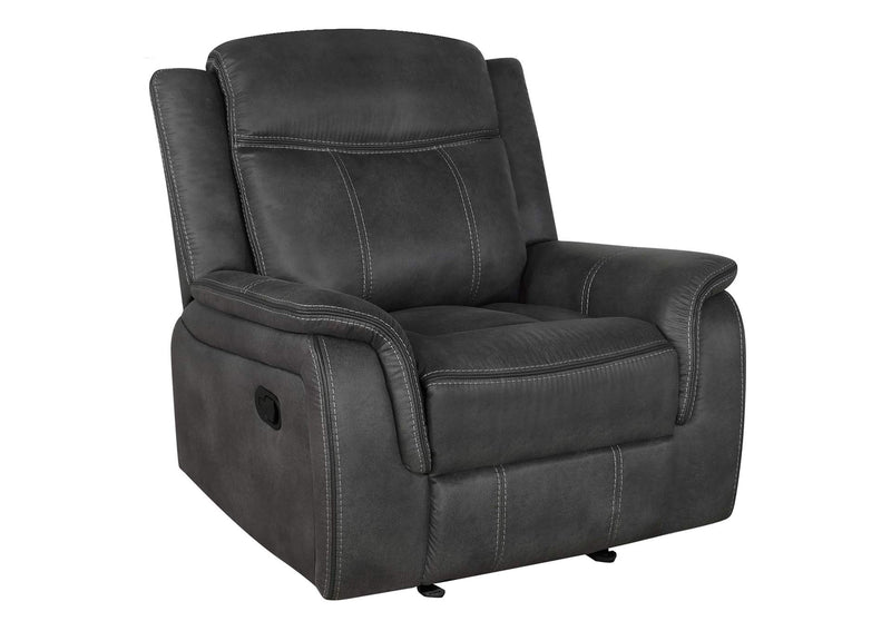 603506 Lawrence Upholstered Padded Arm Glider Recliner Charcoal
