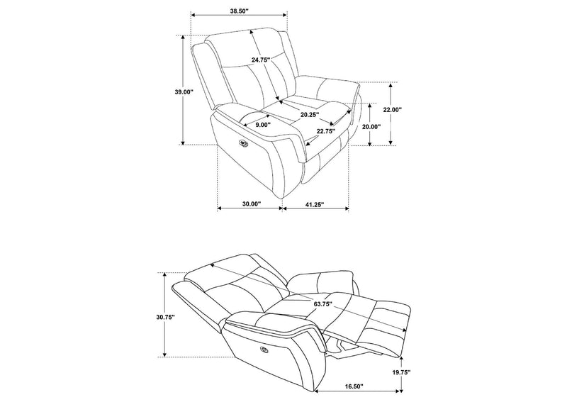 603506 Lawrence Upholstered Padded Arm Glider Recliner Charcoal