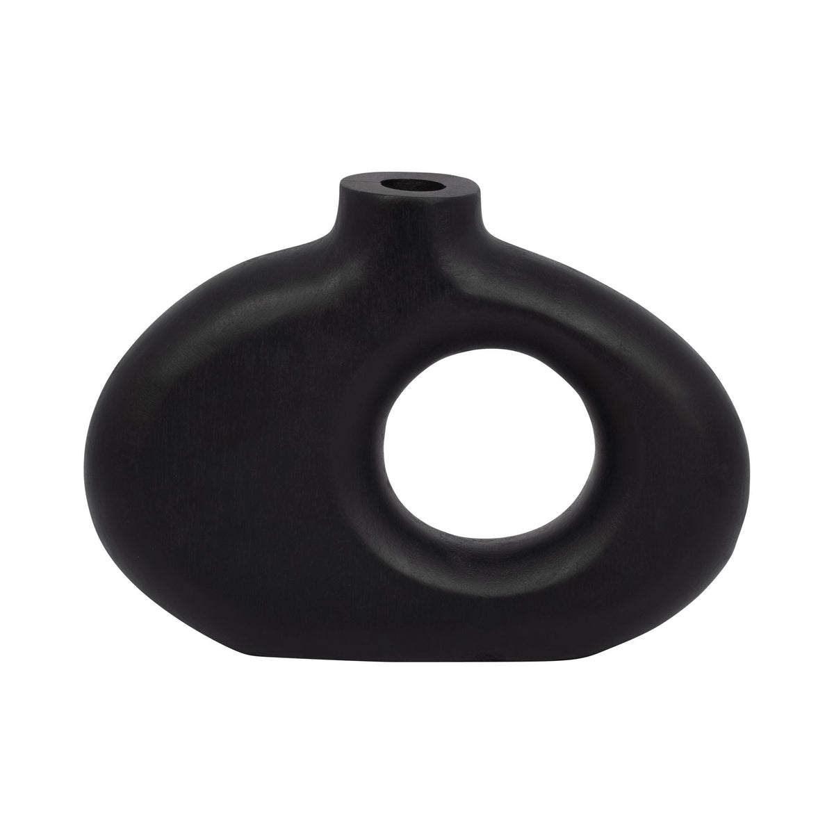 Wood Cut-out Vase 7" - Black