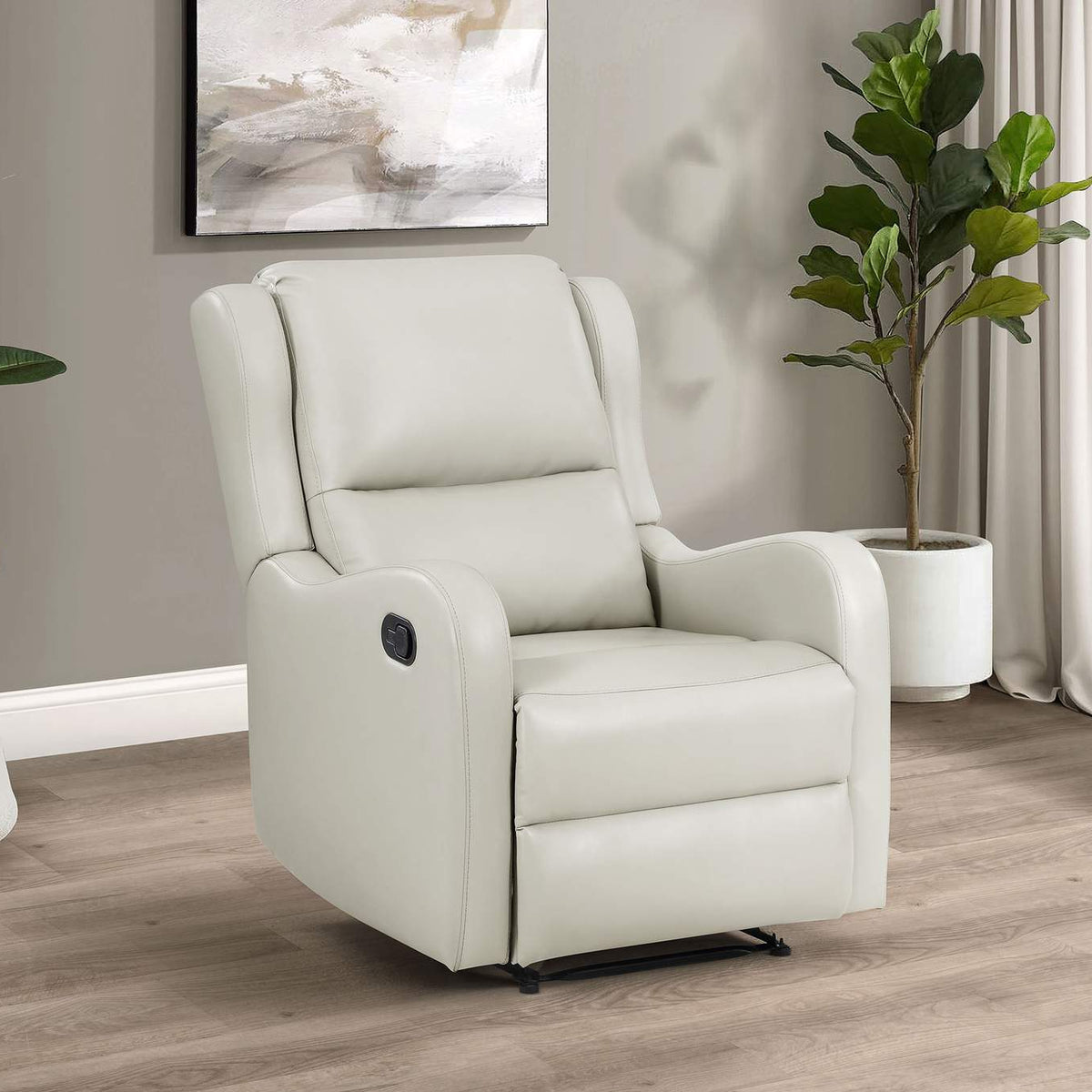 609373 Kelsey Upholstered English Arm Recliner Chair Ivory