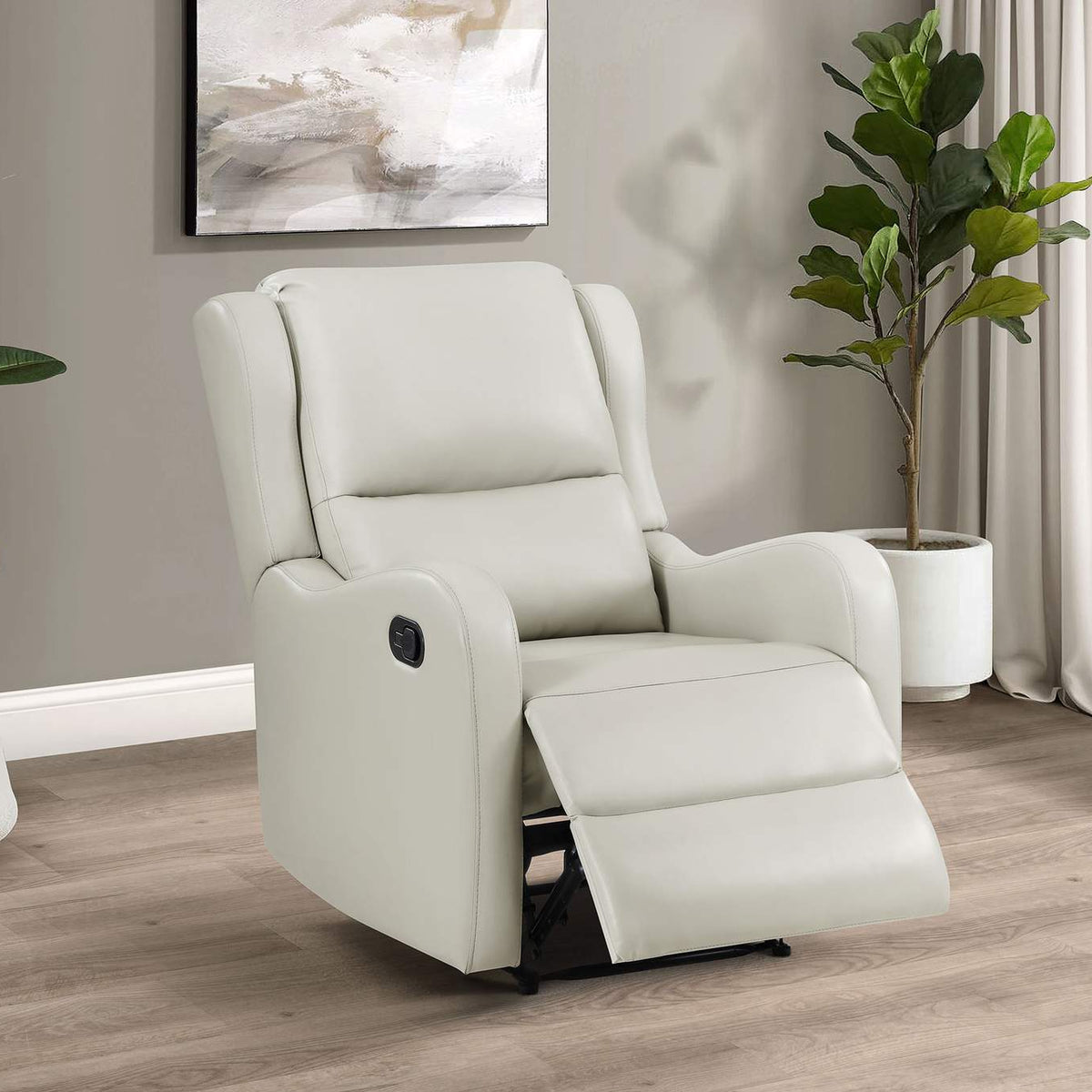 609373 Kelsey Upholstered English Arm Recliner Chair Ivory