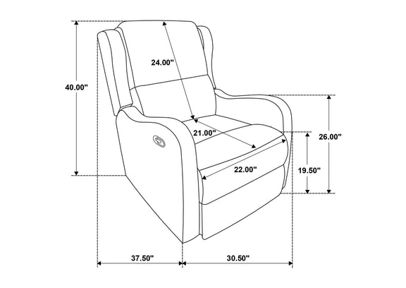 609373 Kelsey Upholstered English Arm Recliner Chair Ivory