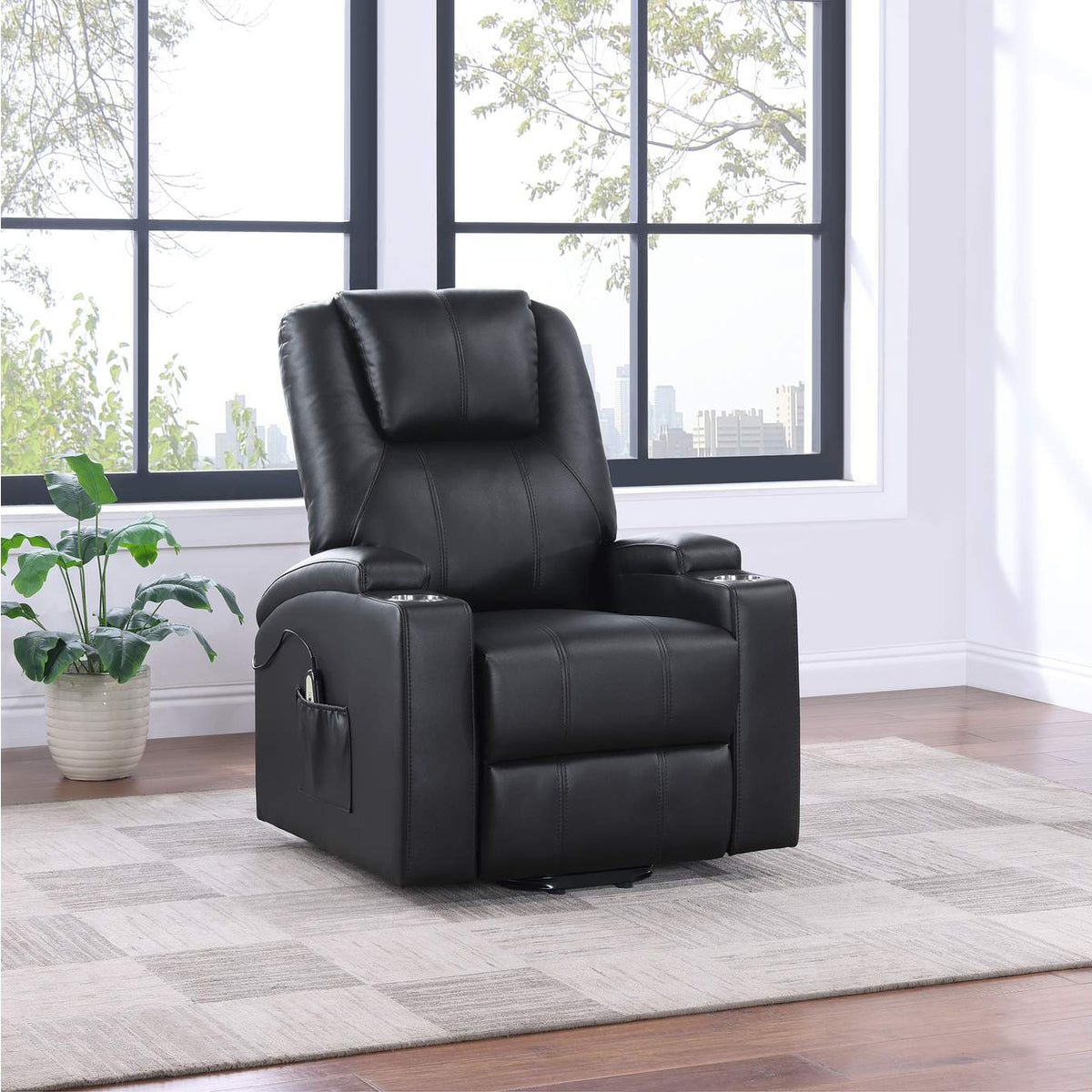 609475P Armstrong Upholstered Power Lift Massage Recliner Espresso