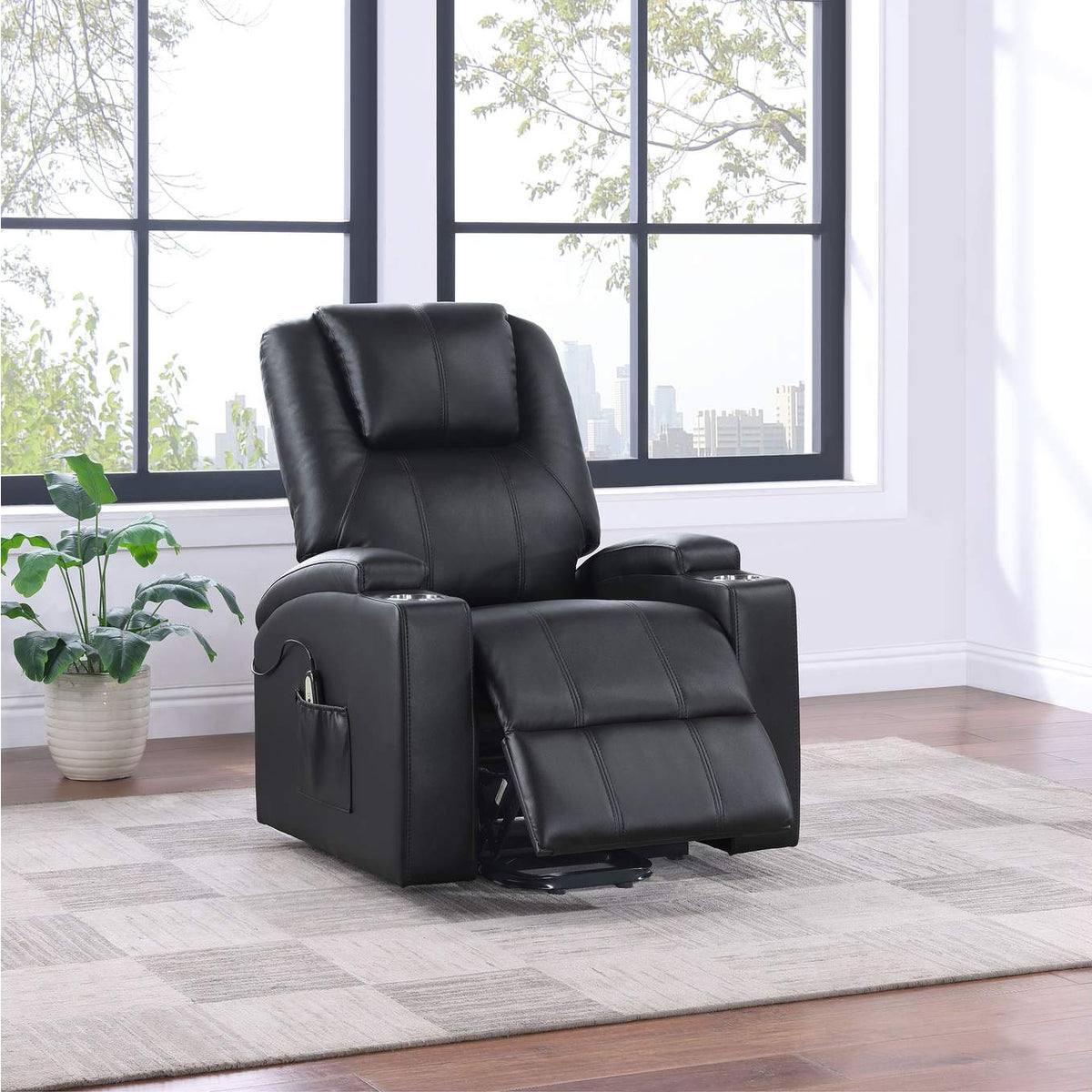 609475P Armstrong Upholstered Power Lift Massage Recliner Espresso