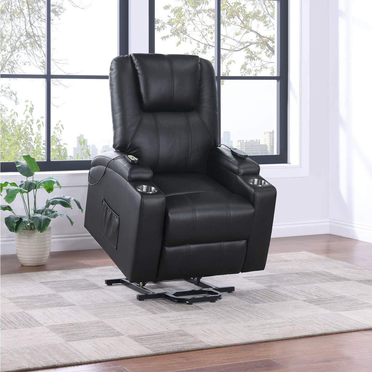 609475P Armstrong Upholstered Power Lift Massage Recliner Espresso