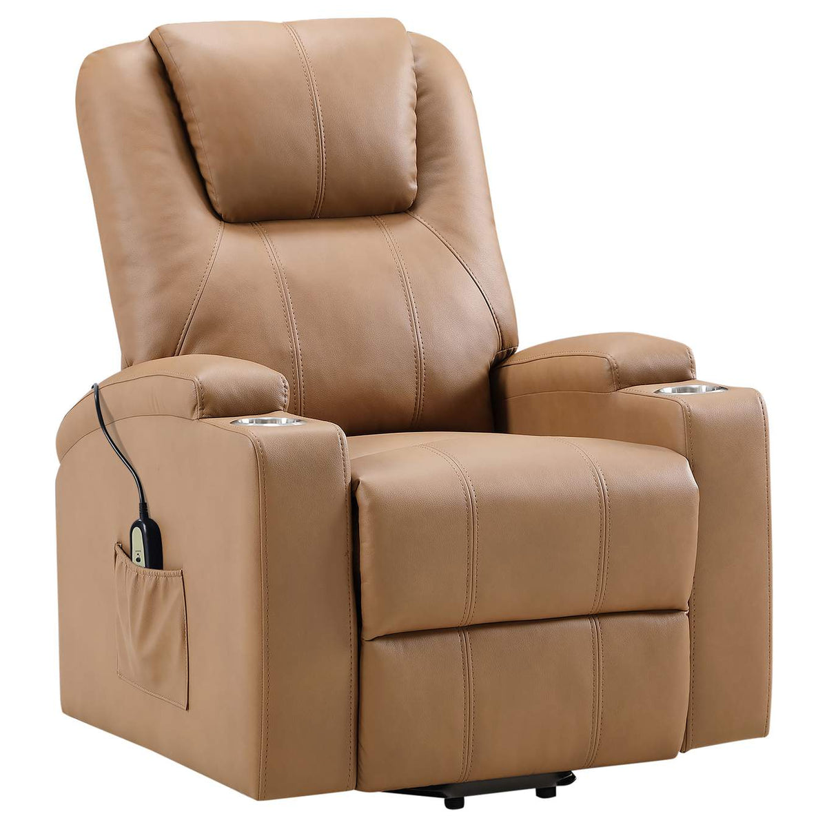 609476P Armstrong Upholstered Power Lift Massage Recliner Camel