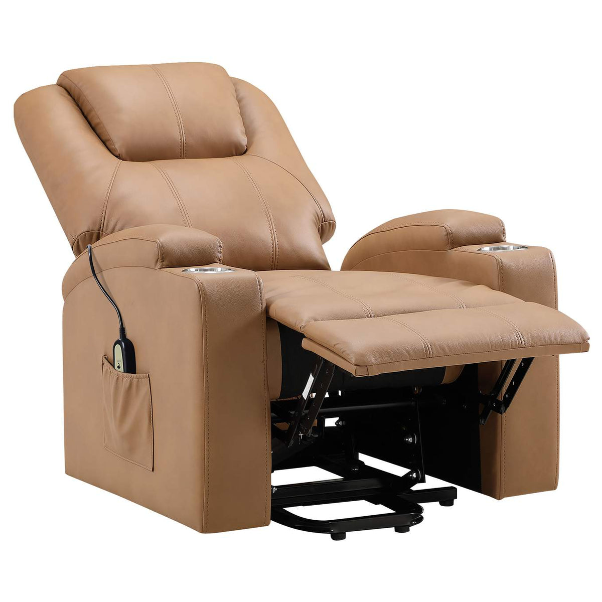 609476P Armstrong Upholstered Power Lift Massage Recliner Camel