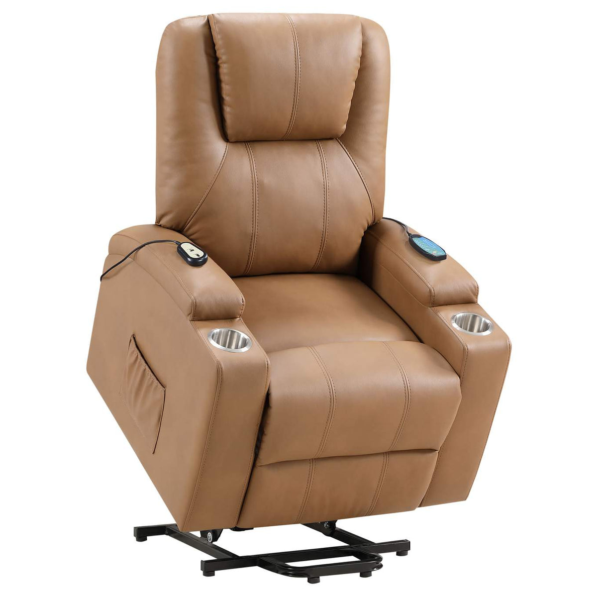 609476P Armstrong Upholstered Power Lift Massage Recliner Camel