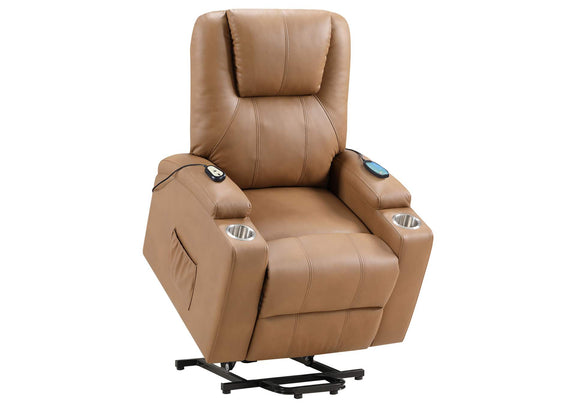 609476P Armstrong Upholstered Power Lift Massage Recliner Camel