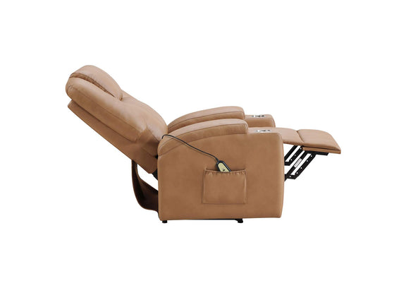609476P Armstrong Upholstered Power Lift Massage Recliner Camel