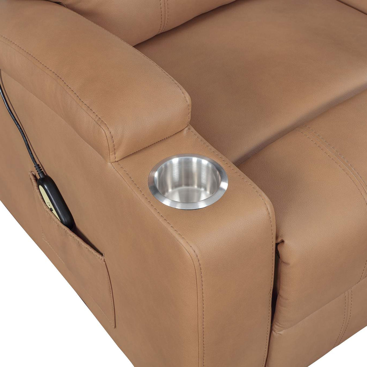 609476P Armstrong Upholstered Power Lift Massage Recliner Camel