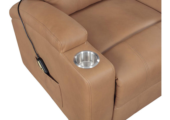 609476P Armstrong Upholstered Power Lift Massage Recliner Camel