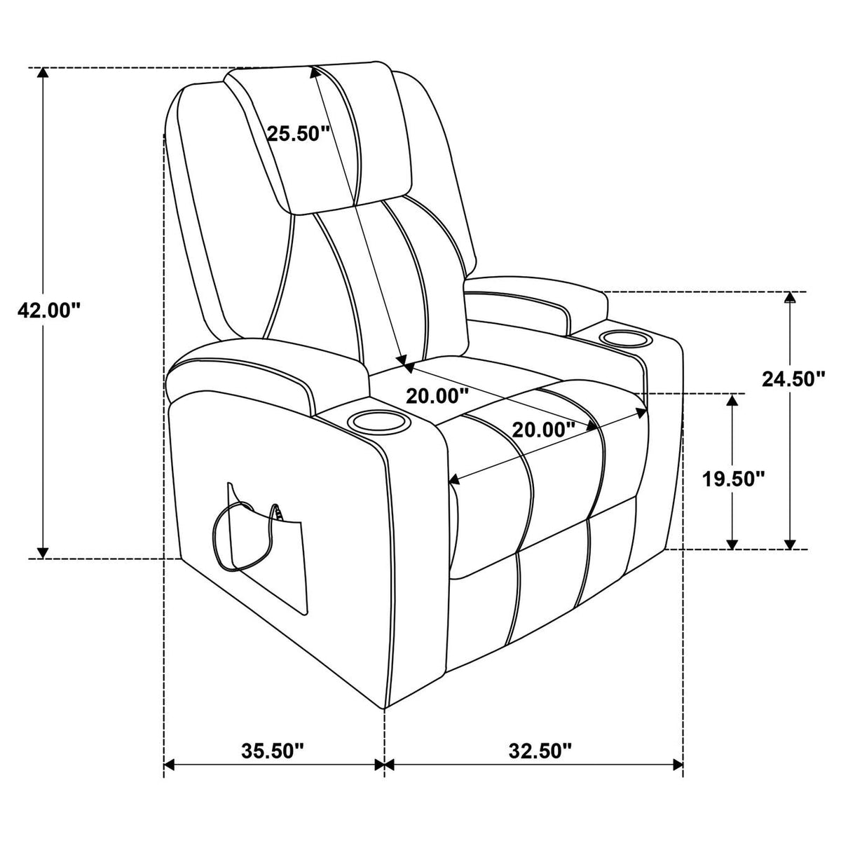 609476P Armstrong Upholstered Power Lift Massage Recliner Camel