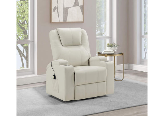 609477P Armstrong Upholstered Power Lift Massage Recliner Ivory