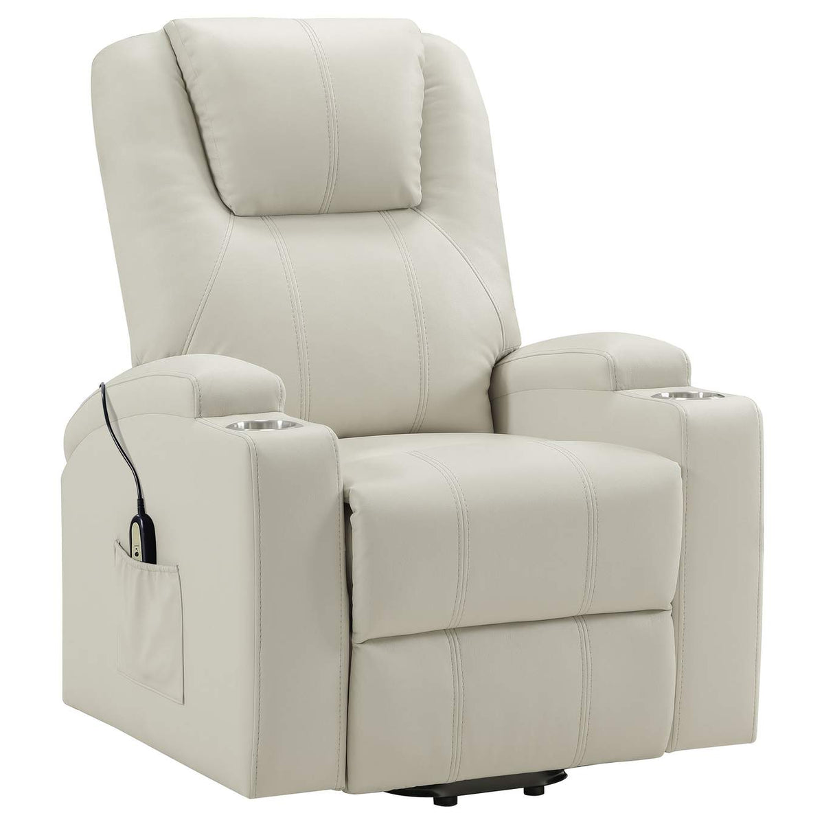 609477P Armstrong Upholstered Power Lift Massage Recliner Ivory
