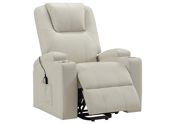 609477P Armstrong Upholstered Power Lift Massage Recliner Ivory