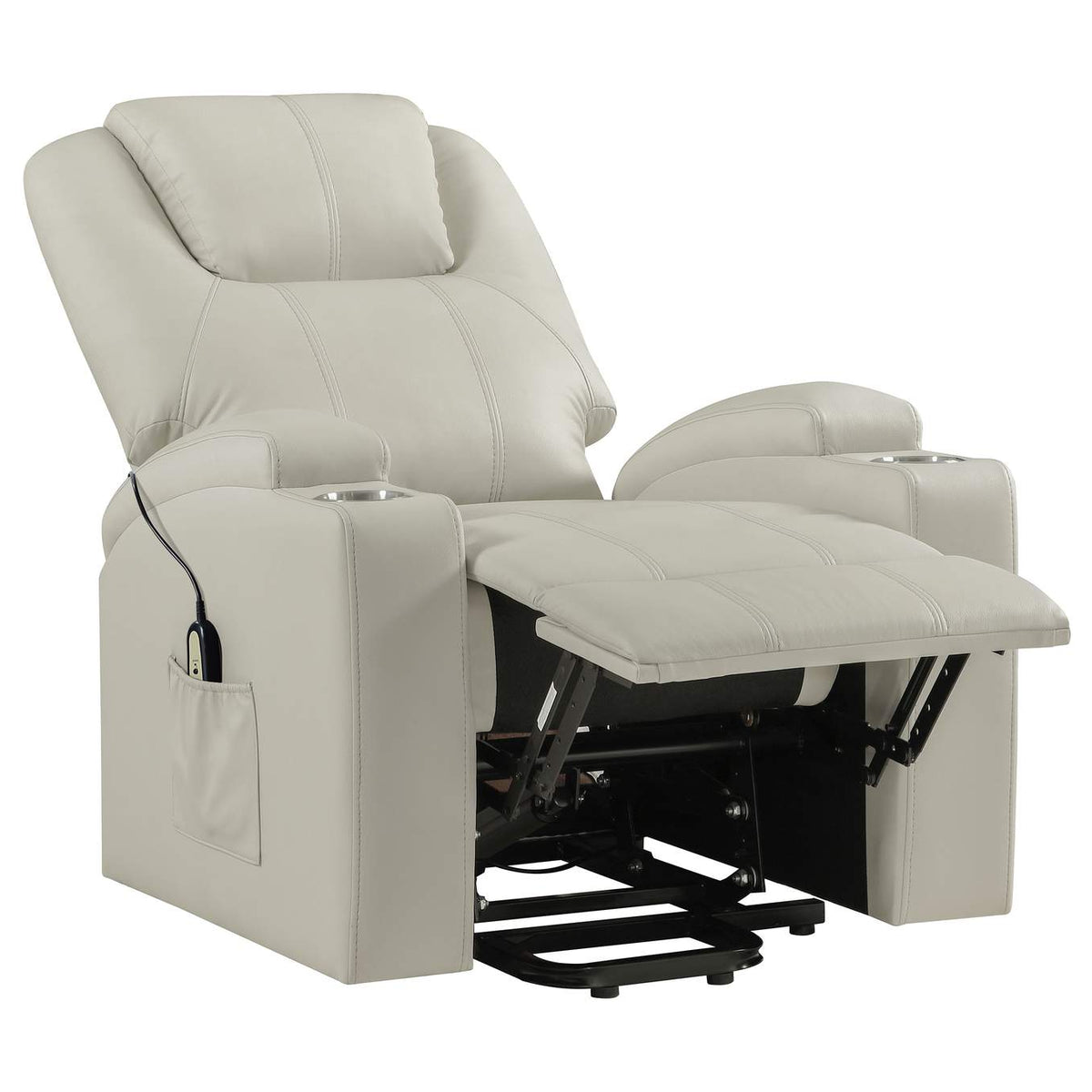 609477P Armstrong Upholstered Power Lift Massage Recliner Ivory