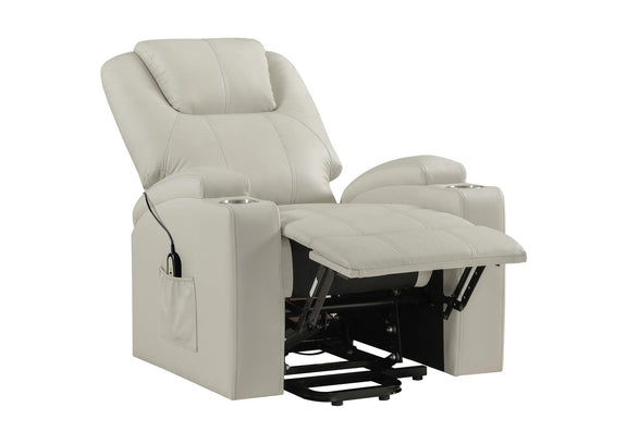 609477P Armstrong Upholstered Power Lift Massage Recliner Ivory