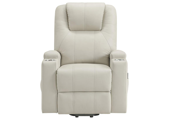 609477P Armstrong Upholstered Power Lift Massage Recliner Ivory