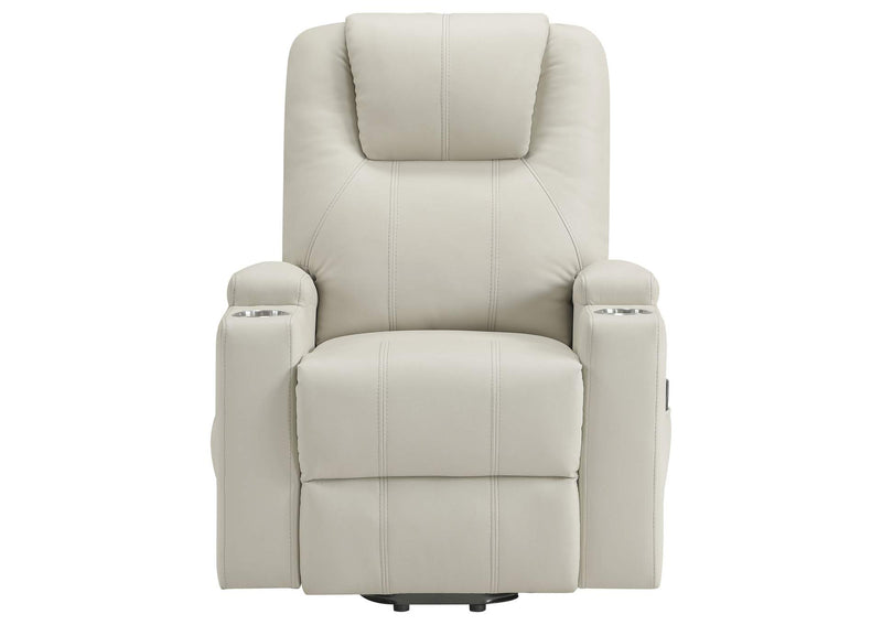 609477P Armstrong Upholstered Power Lift Massage Recliner Ivory