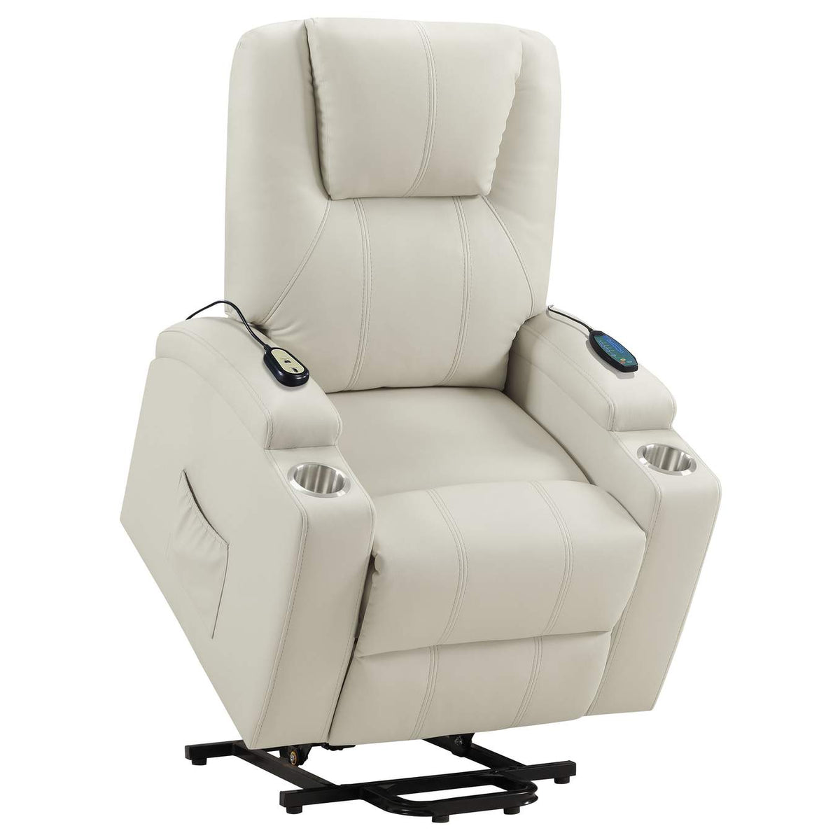 609477P Armstrong Upholstered Power Lift Massage Recliner Ivory