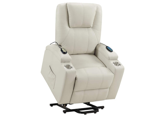 609477P Armstrong Upholstered Power Lift Massage Recliner Ivory