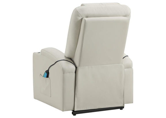 609477P Armstrong Upholstered Power Lift Massage Recliner Ivory