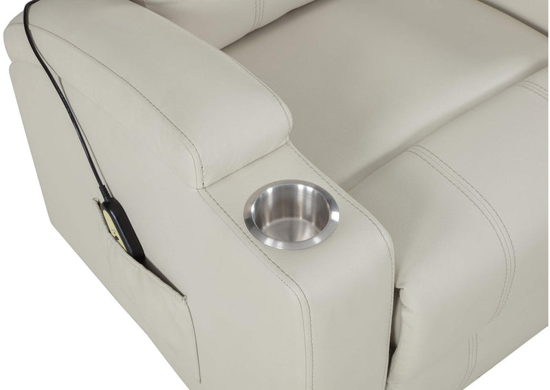 609477P Armstrong Upholstered Power Lift Massage Recliner Ivory
