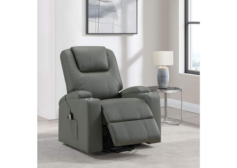 609478P Armstrong Upholstered Power Lift Massage Recliner Grey