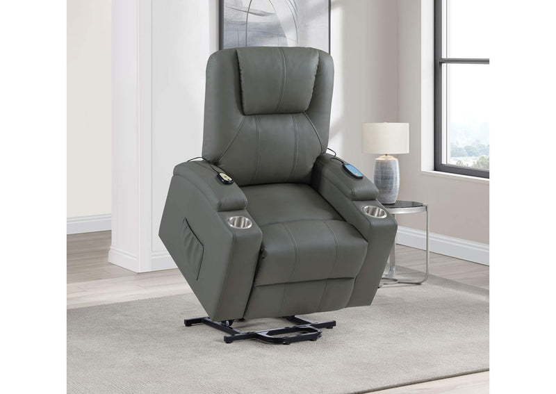 609478P Armstrong Upholstered Power Lift Massage Recliner Grey